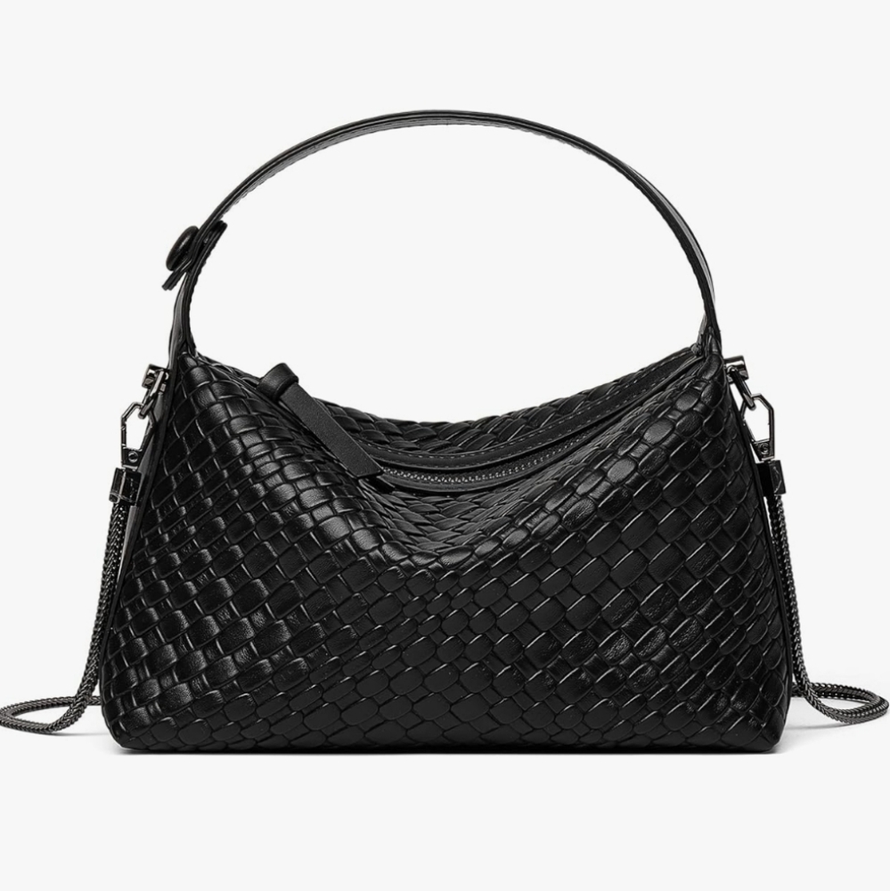 DORIS&JACKY Small Black Hand Tote Handbag Designer Vegan Top Handle Crossbody